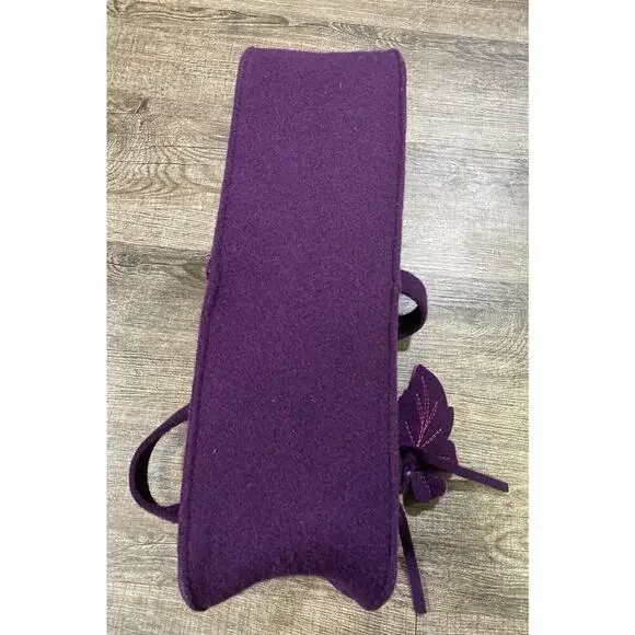 J. Jill Womens Wool Blend Purple Tote Bag Purse Handbag Floral Accent Boho - Picture 5 of 7